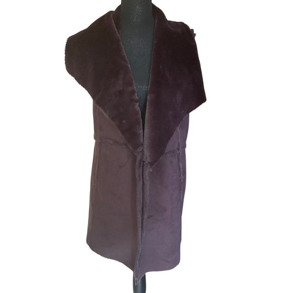 Fever Faux Fur Knit Sweater Vest Brown Medium - Picture 1 of 10